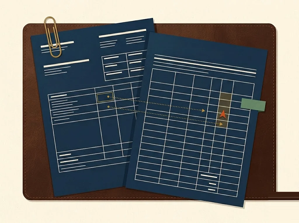 Editorial illustration mapping Form 1099-B covered and noncovered securities to the correct Form 8949 category box A through F by basis-reported status